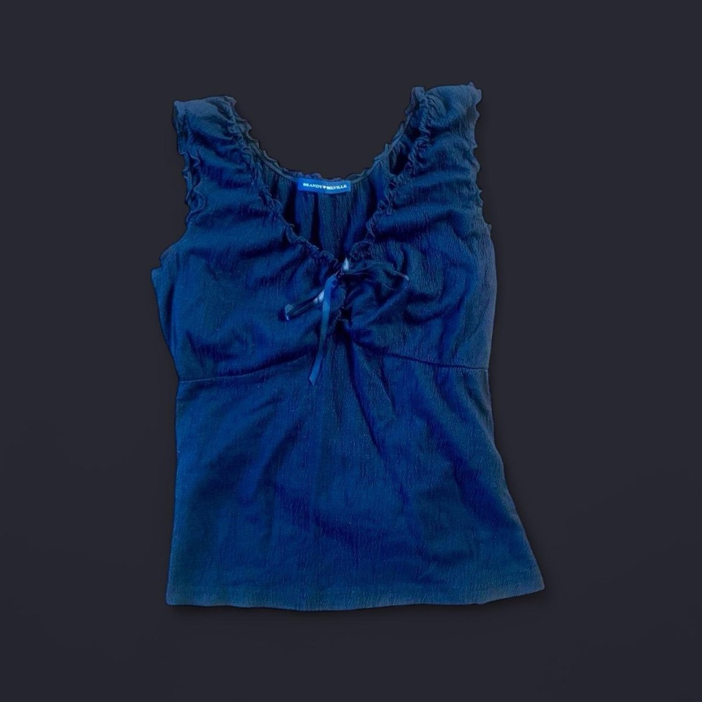 Brandy Melville Black Ruffle Tie-Front Tank